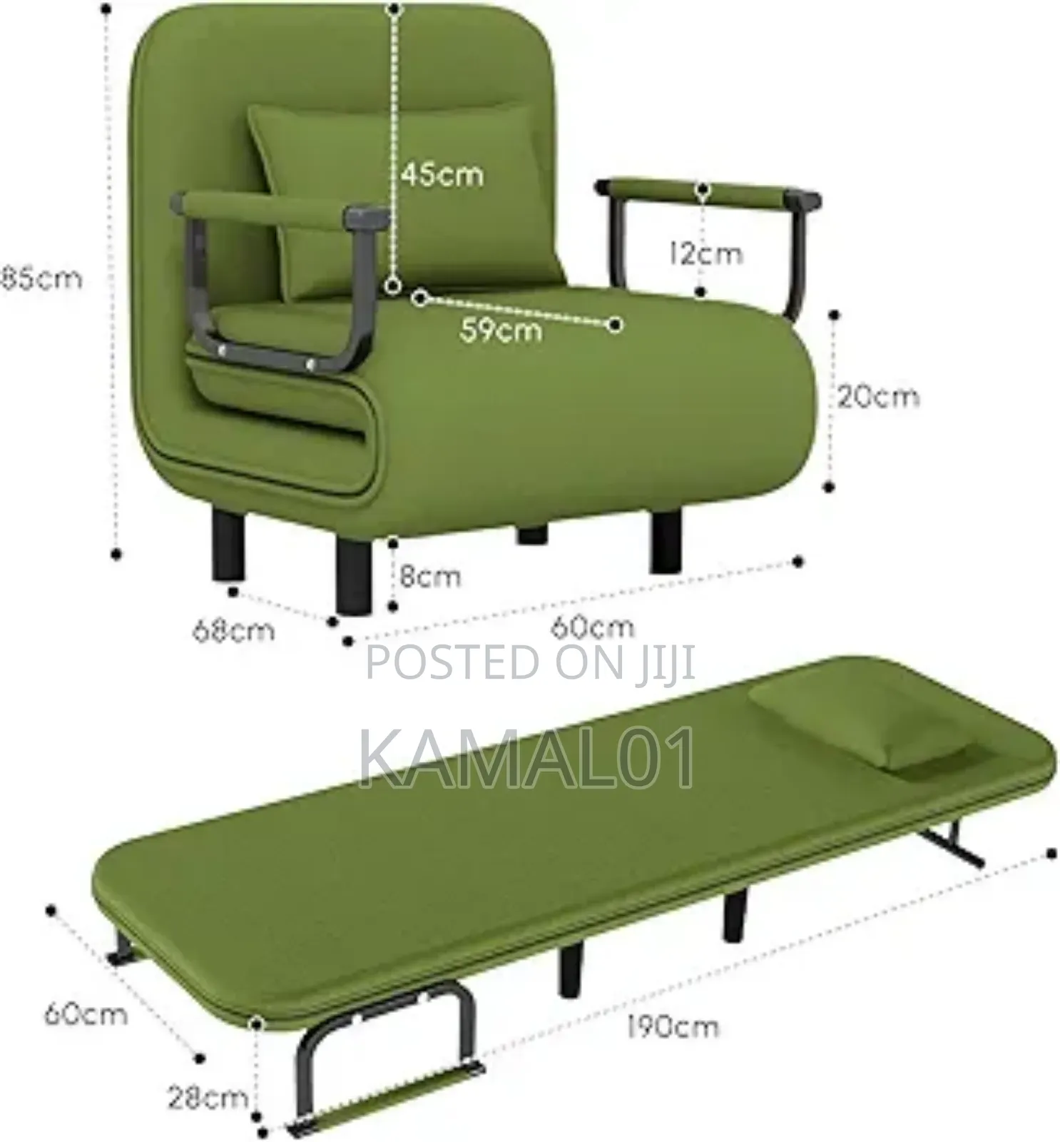 4 in 1 Single Bed Convertible Adult Armchair, Sofa Bed Armchair