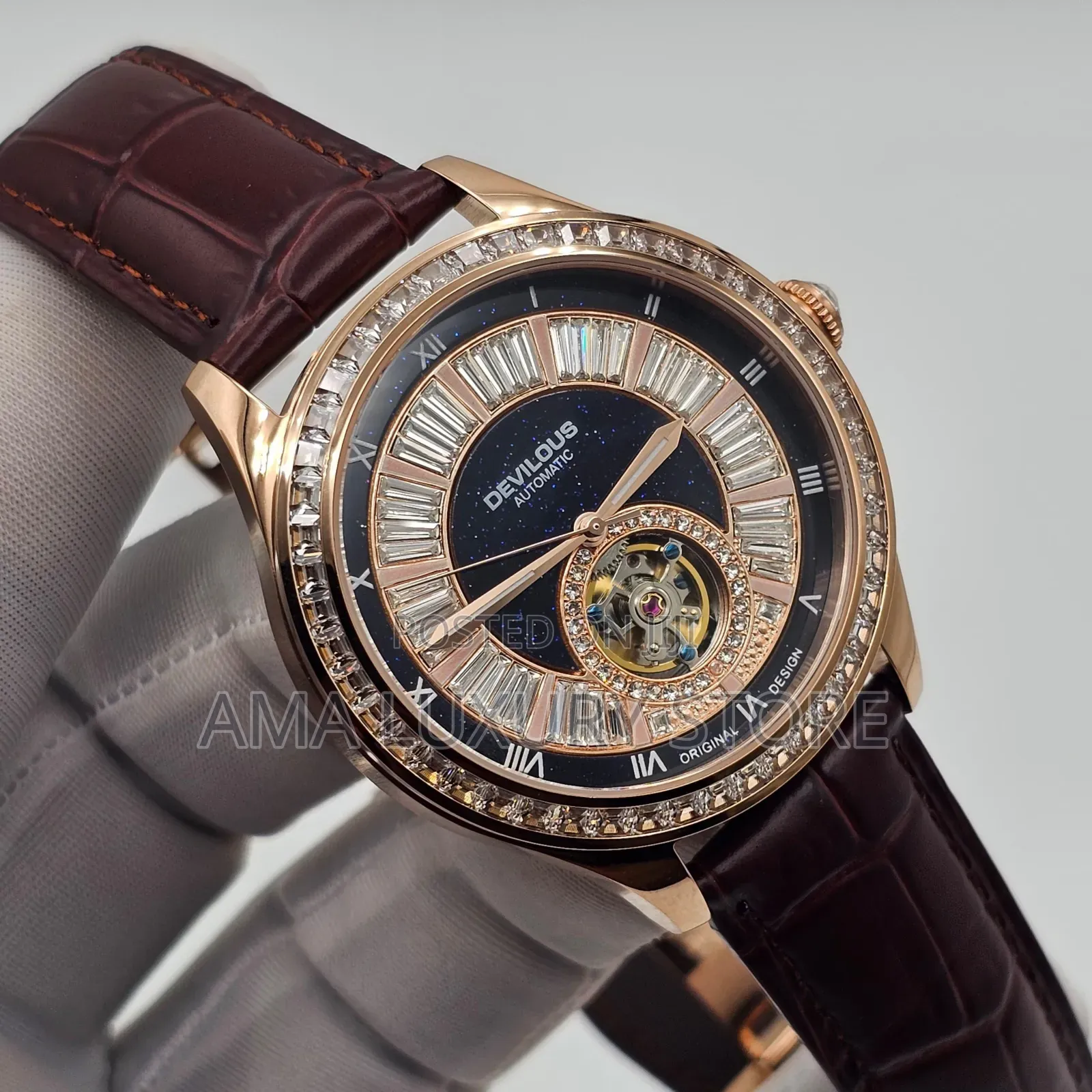 Devilous Genuine Leather Luxury Authomatic Men's Wristwatches