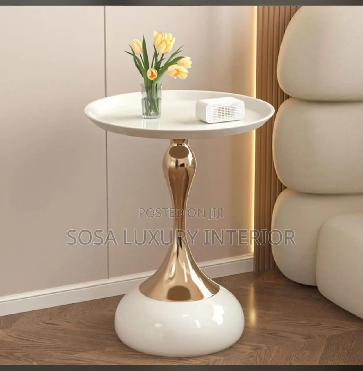 Brand New White and Gold Side Table