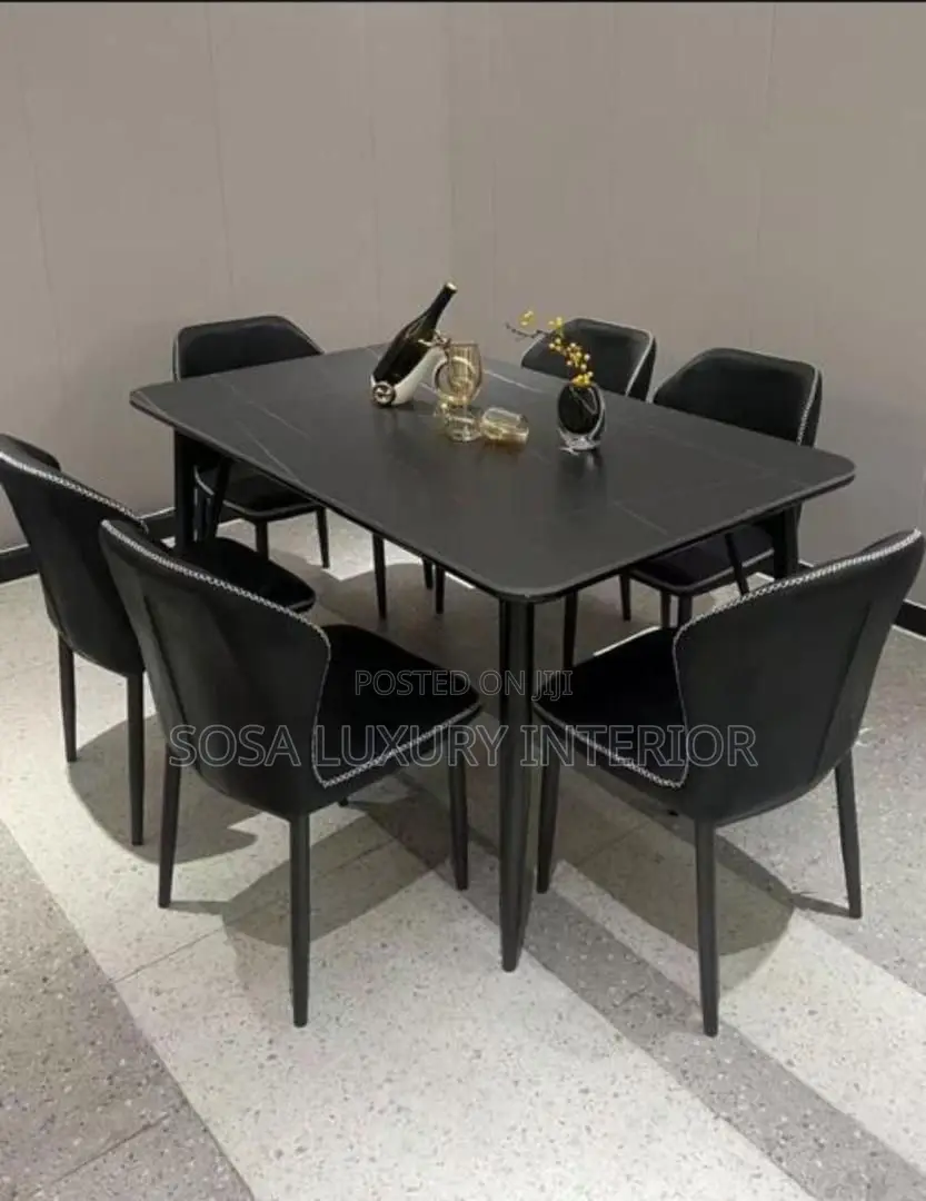 Foreign Black Dining Table Set
