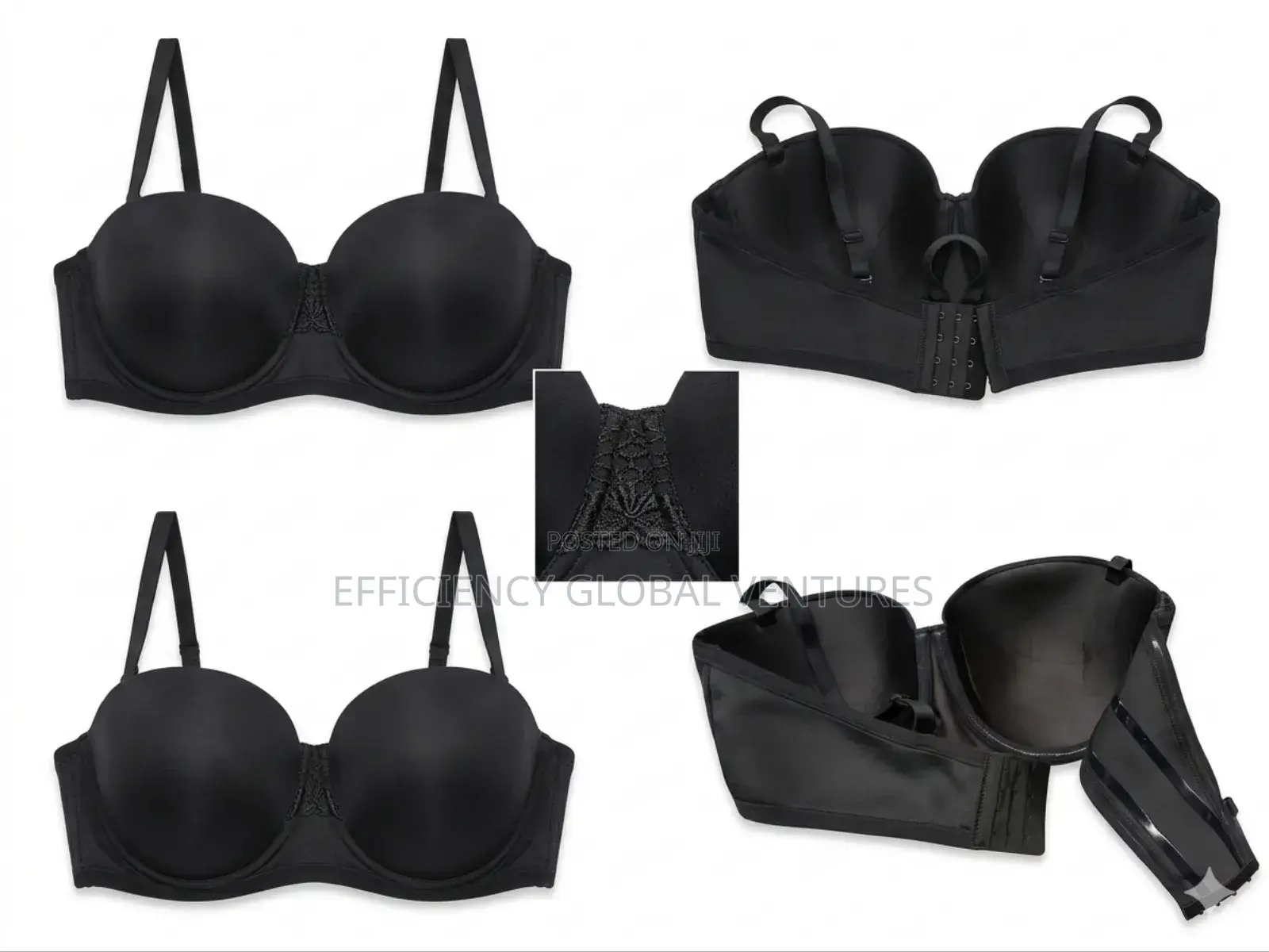 Women's Black Half-Cup Single Padded Bra With 100% Cotton Lining