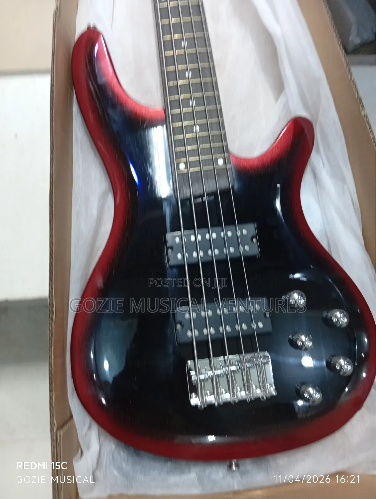 Ibanez 5- String Active Bass Guitar Red and Blue Colour
