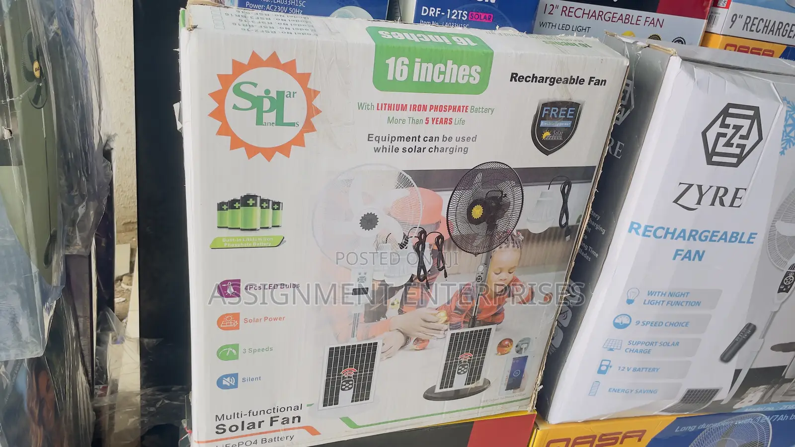 SPL 16 Inches Rechargeable Solar Fan