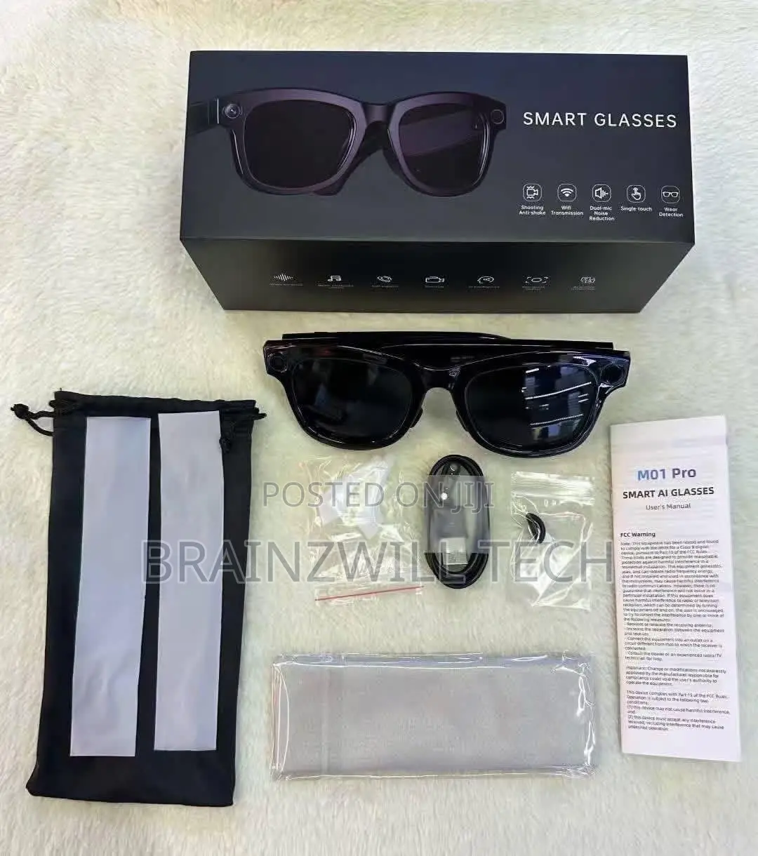 M01 Pro Smart Glasses (Matte Black) | 8mp, Chat Gpt, Music, Call Enc