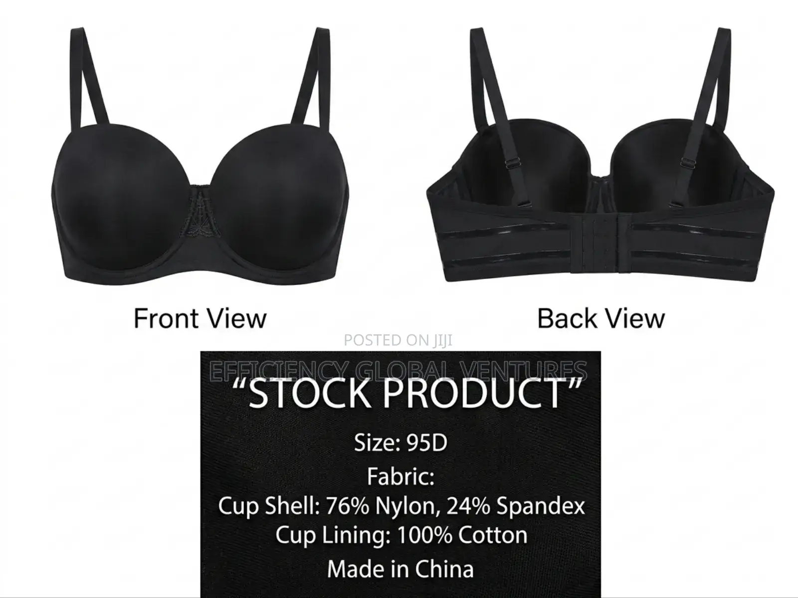 Women's Black Half-Cup Single Padded Bra With 100% Cotton Lining
