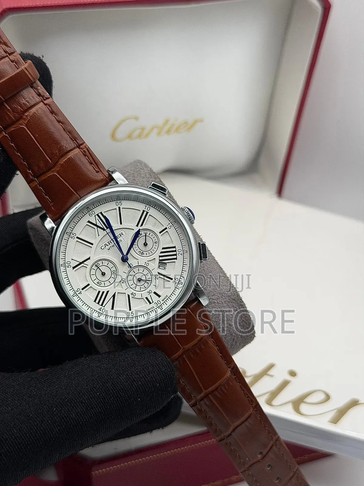 Cartier Functional Chronograph Leather Watches in "Black and Brown" 