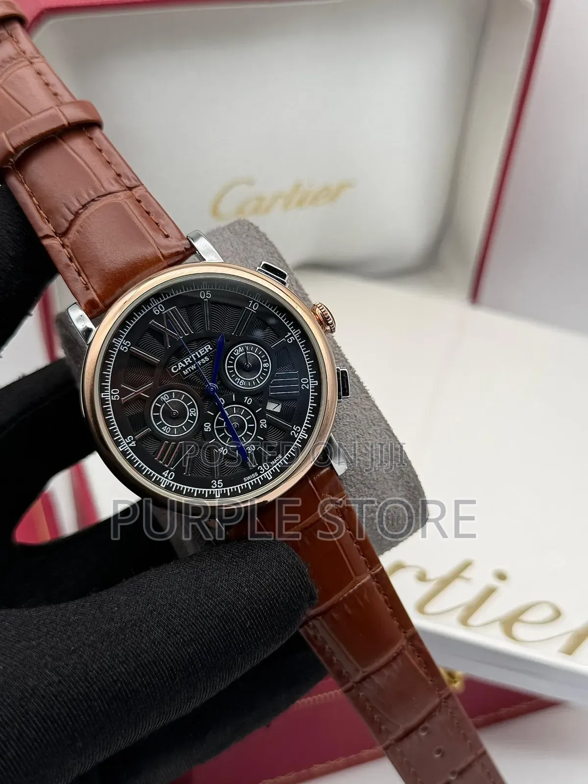 Cartier Functional Chronograph Leather Watches in "Black and Brown" 