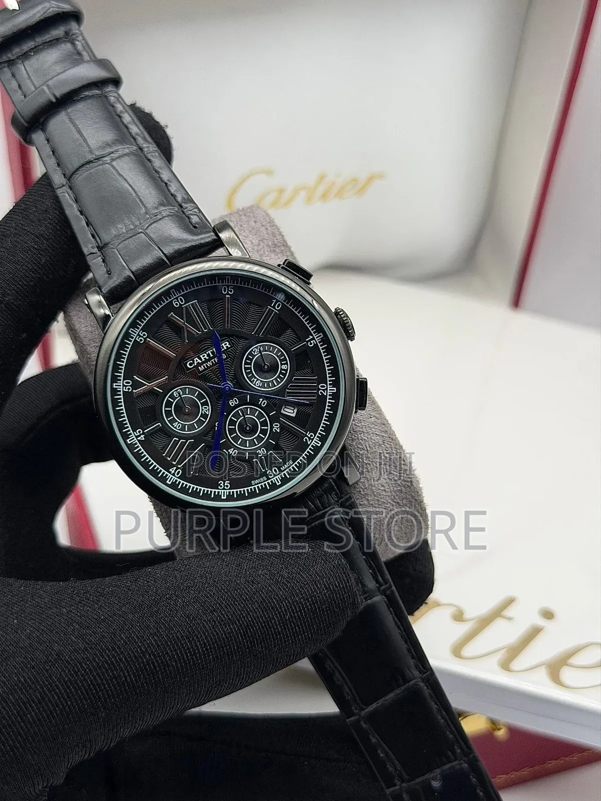 Cartier Functional Chronograph Leather Watches in "Black and Brown" 