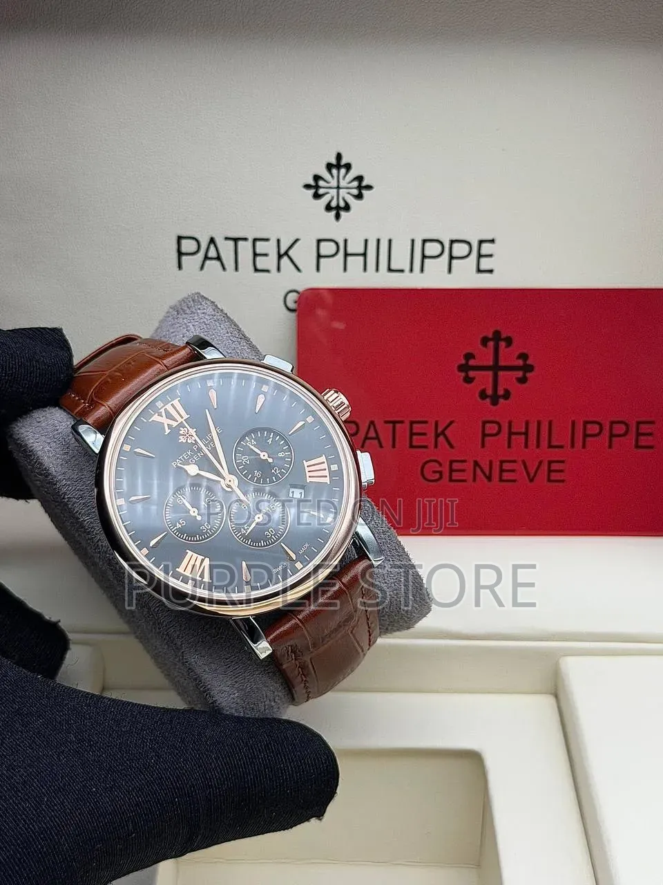 Patek Philippe Leather Chronograph Watches in "Black and Brown"