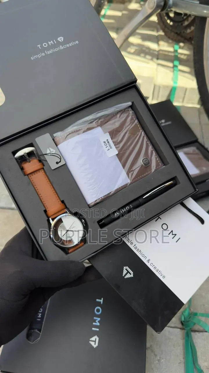 Tomi Leather Watch, Wallet and Pen Set for Men
