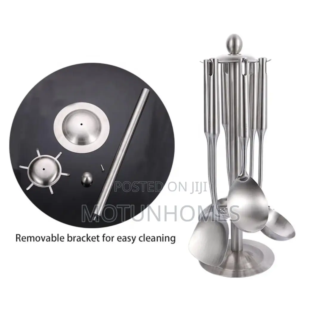 7pcs Stainless Steel Cooking Utensil Set With a Stand-304
