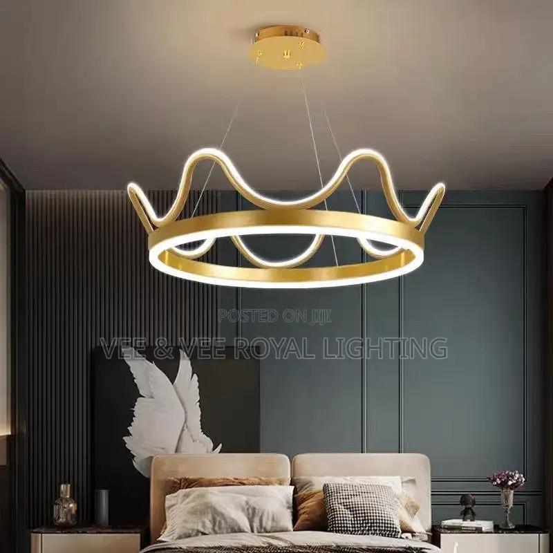 Gold Crown Chandelier - For Living Room, Master Bedroom, Hotel, Salon