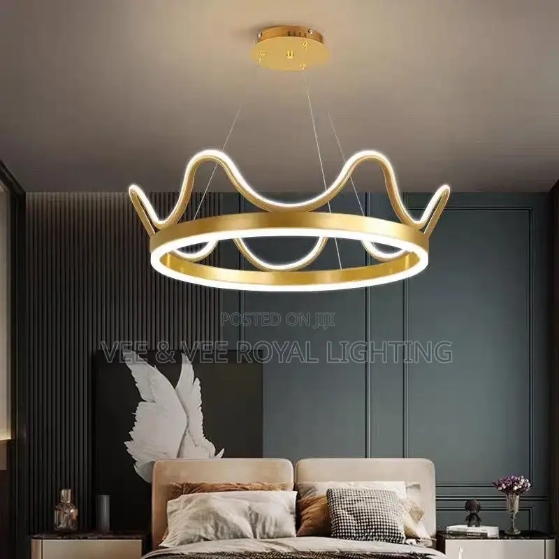 Gold Crown Chandelier - For Living Room, Master Bedroom, Hotel, Salon