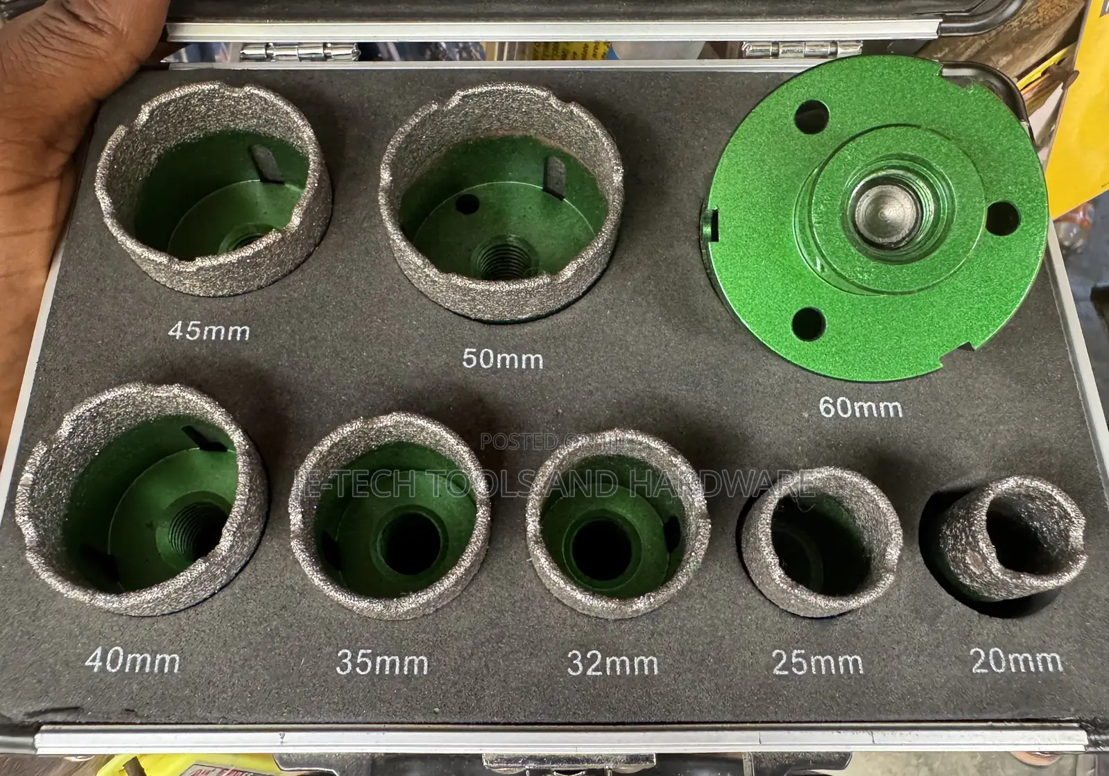 Diamond Hole Saw Set Ceramic Tiles, Porcelain, Granite, and Marble.