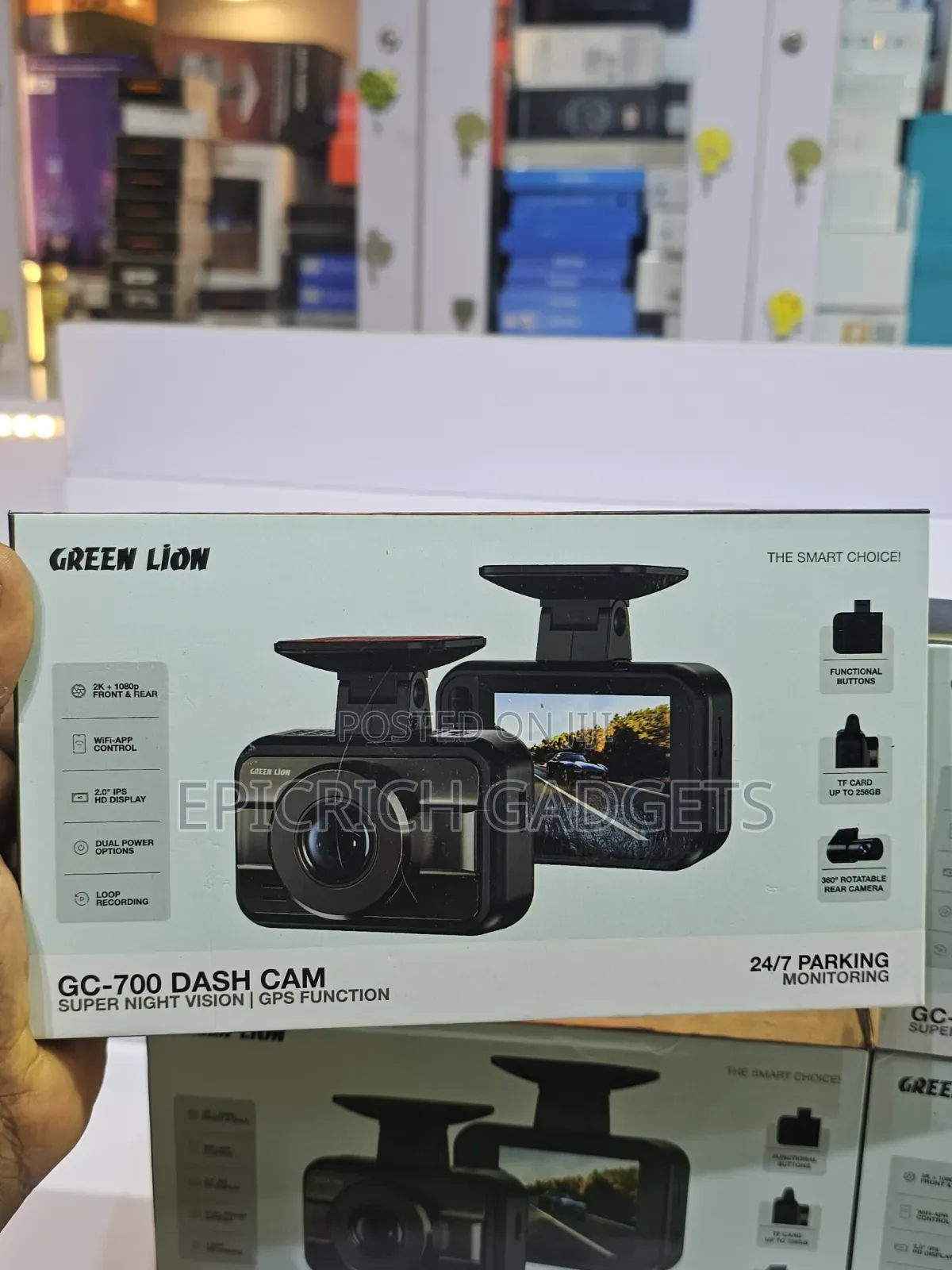 Car Dashcam With Dual Camera, Night Vision Gps Green Lion Gc-700