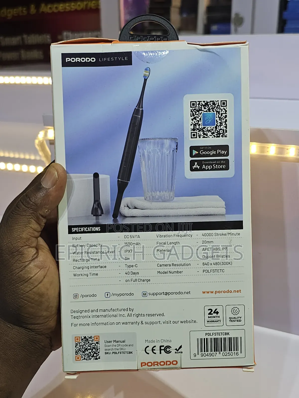Porodo Smart Sonic Visual Electric Toothbrush
