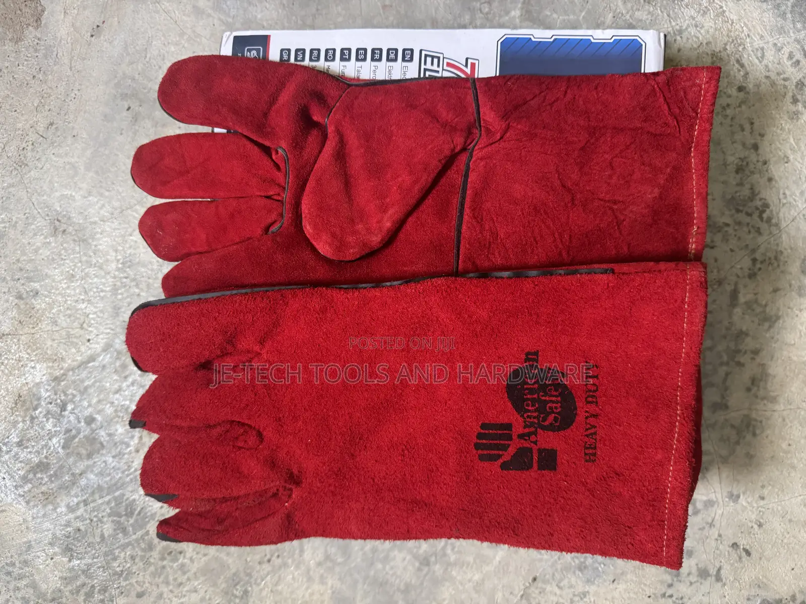 American Safety Heavy-Duty Red Leather Welding Gloves