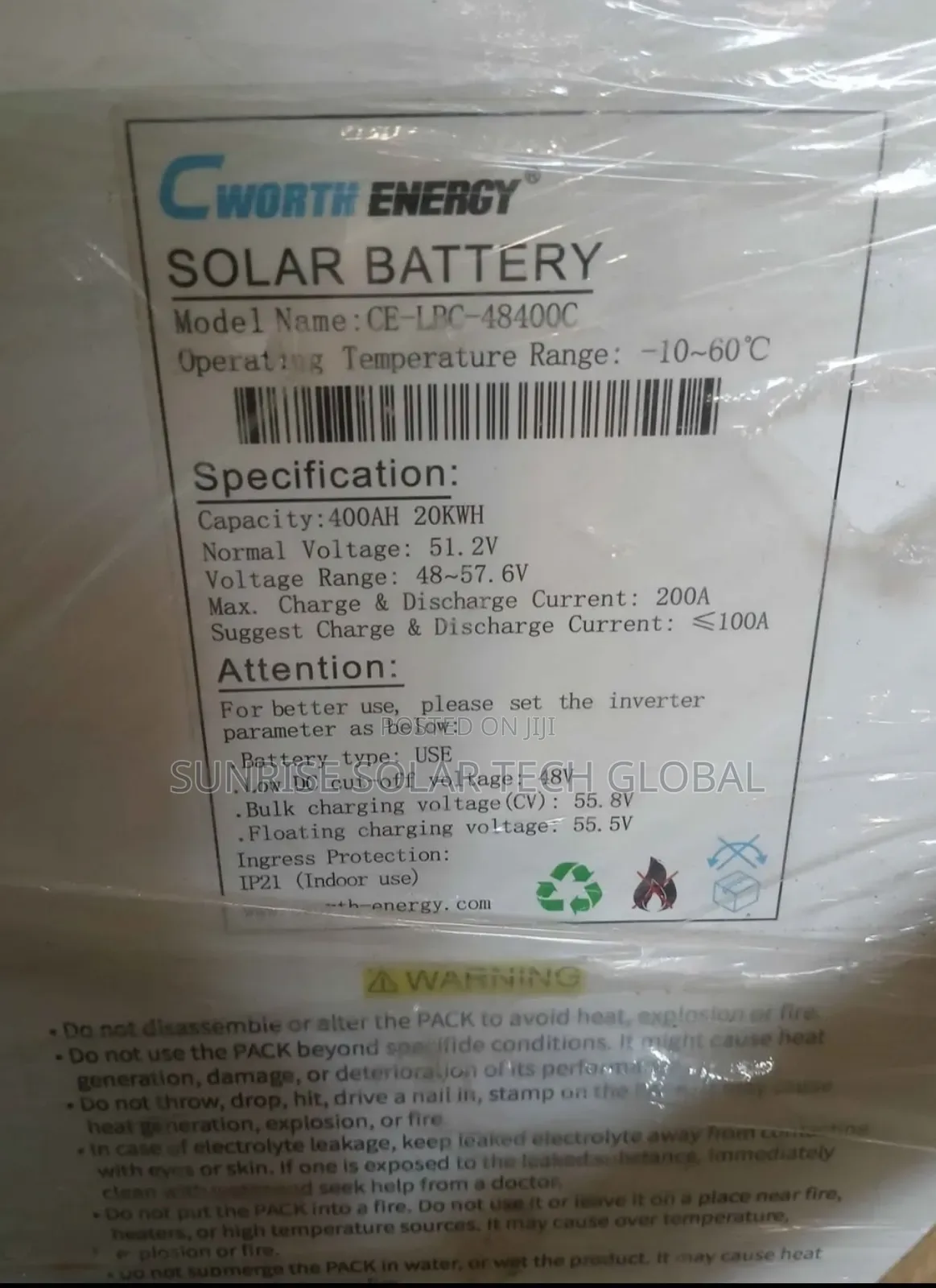 Cworth 20kwh 48v (51.2v) 400ah Lifepo4 Battery– Massive Energy Storage
