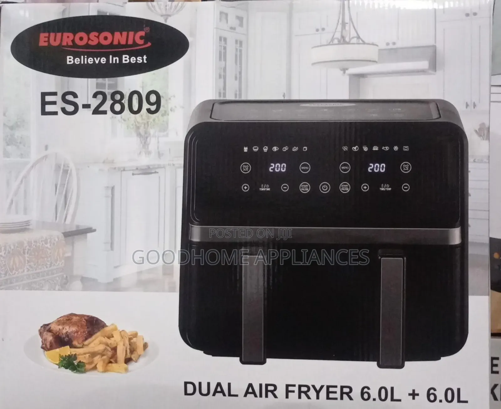 Eurosonic Dual Air Fryer Machine 6l+6l