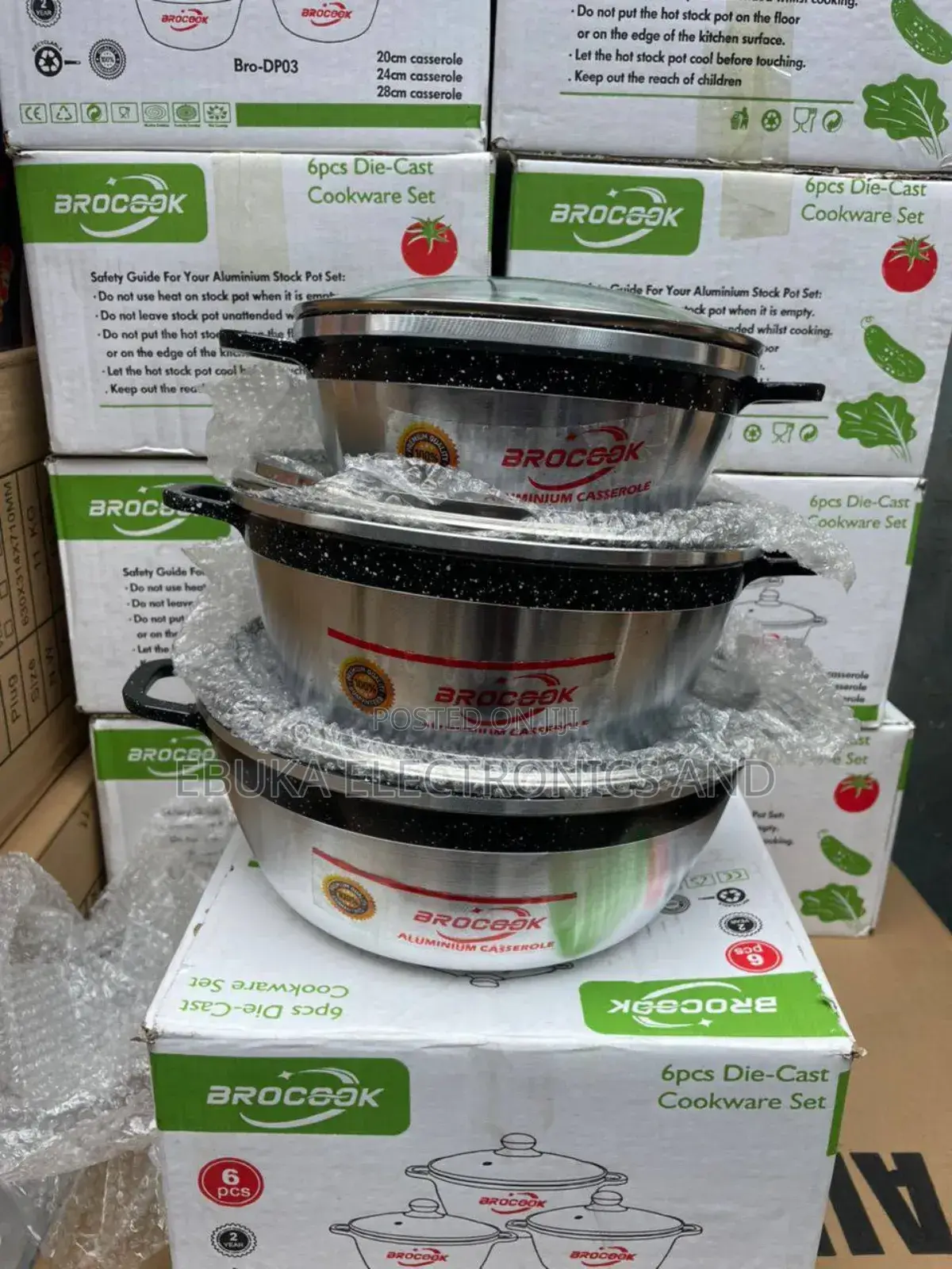 Brocook (Bro-Dp03) 6-PCS Die-Cast Cookware Set (Granite)