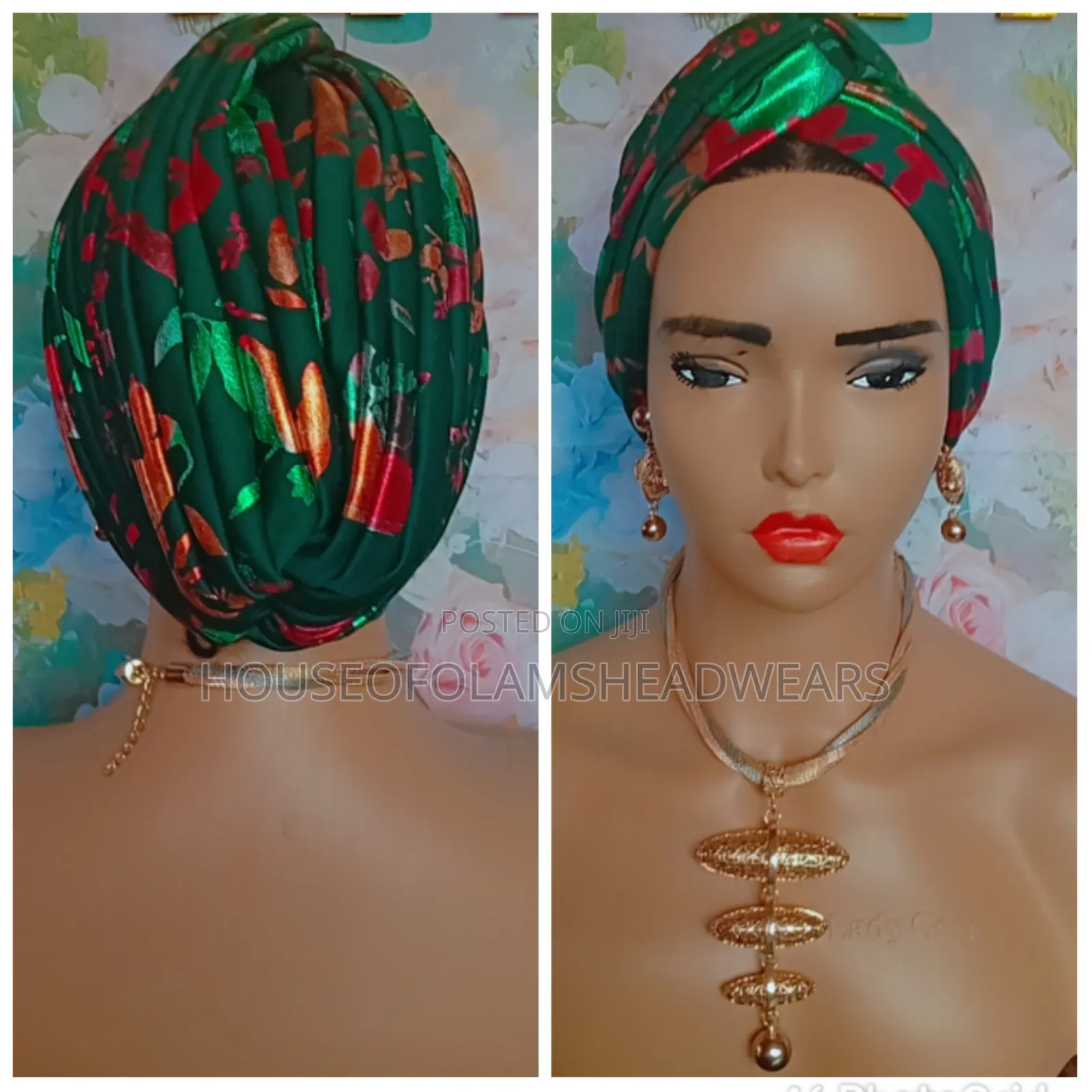 Floral Metallic Turbans