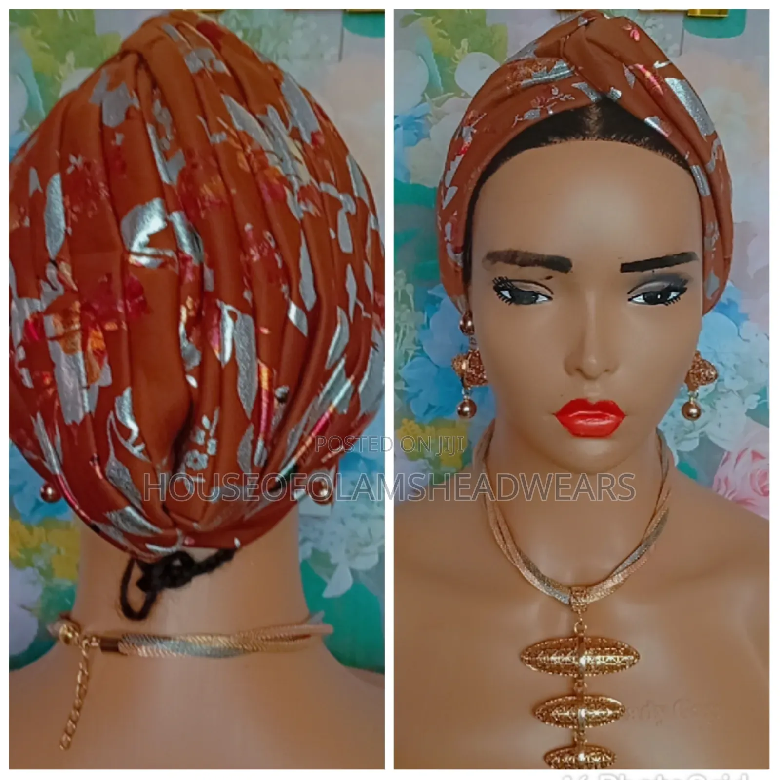 Floral Metallic Turbans