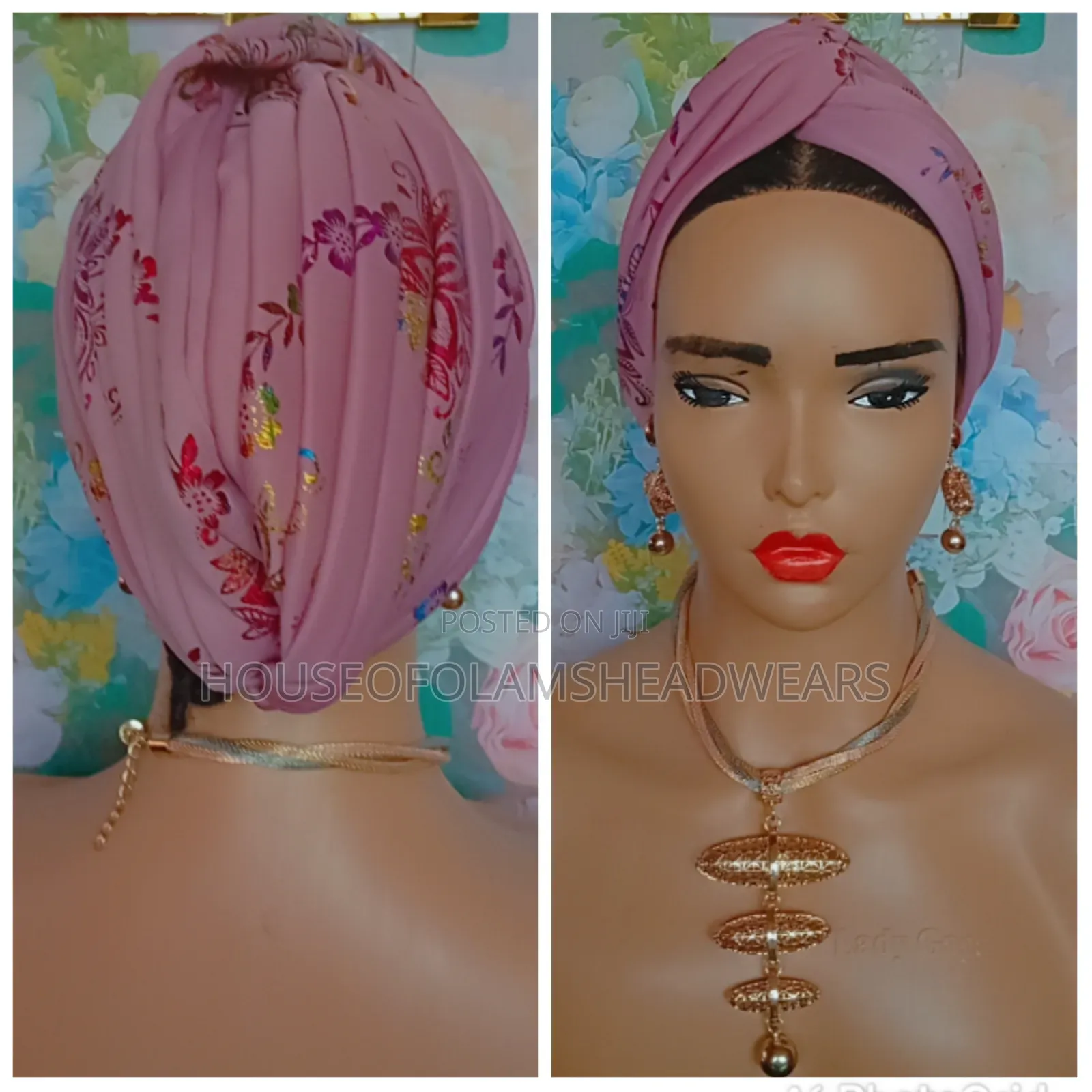 Floral Metallic Turbans