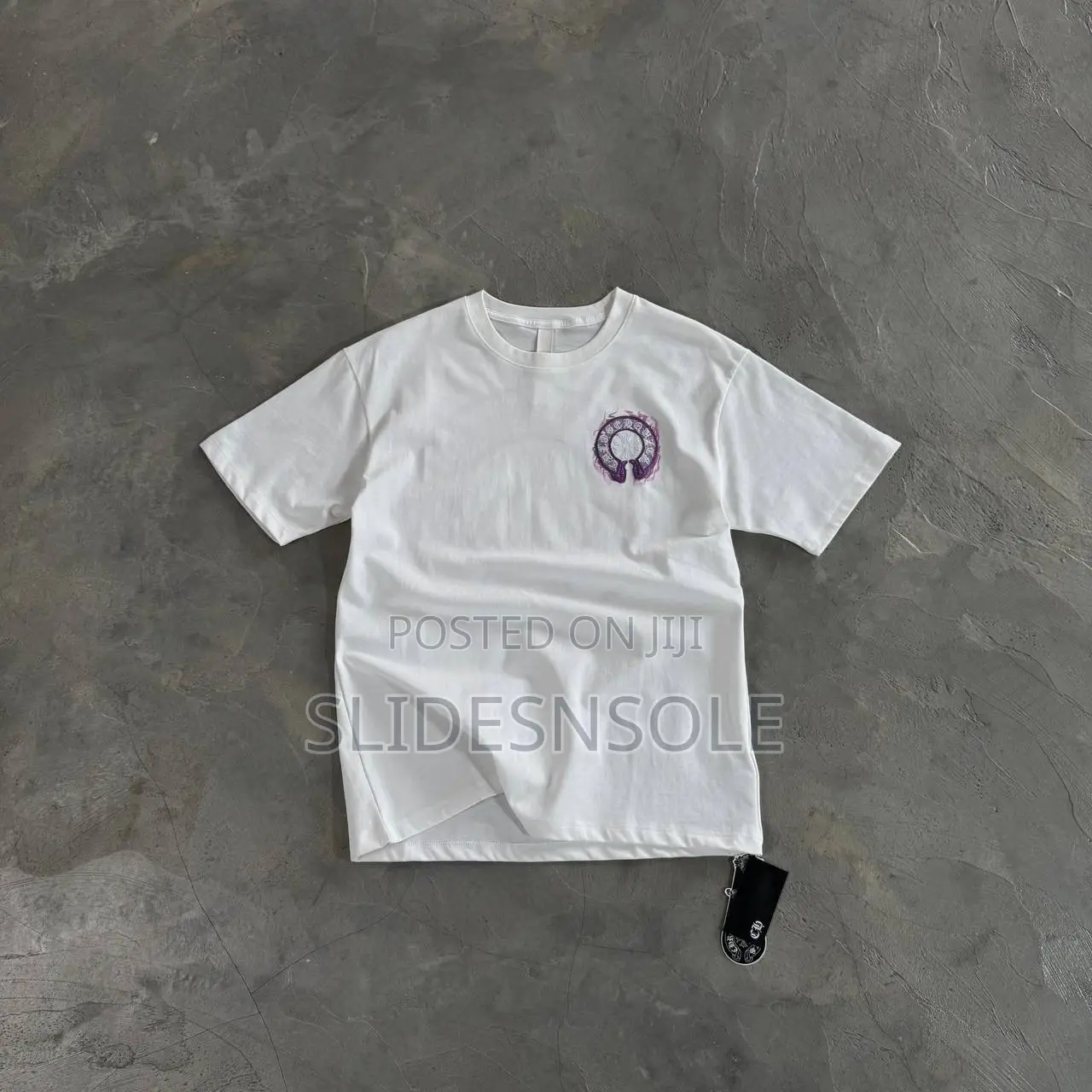 Chrome Hearts "Purple Horseshoe" Flare Tee.