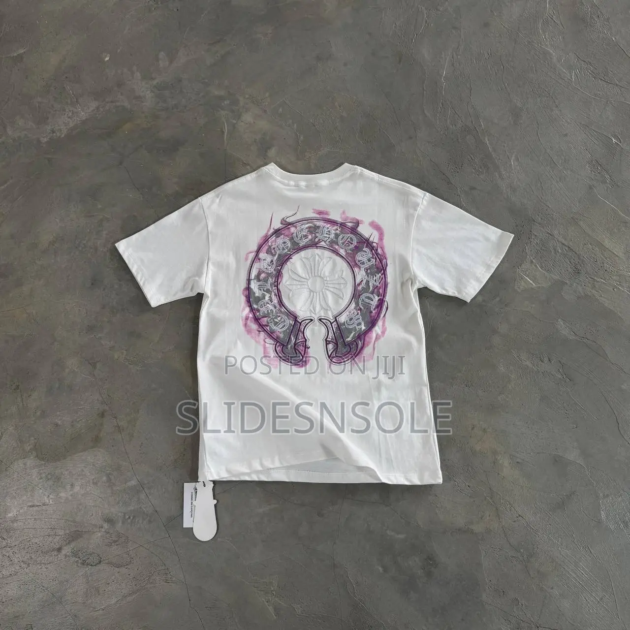 Chrome Hearts "Purple Horseshoe" Flare Tee.