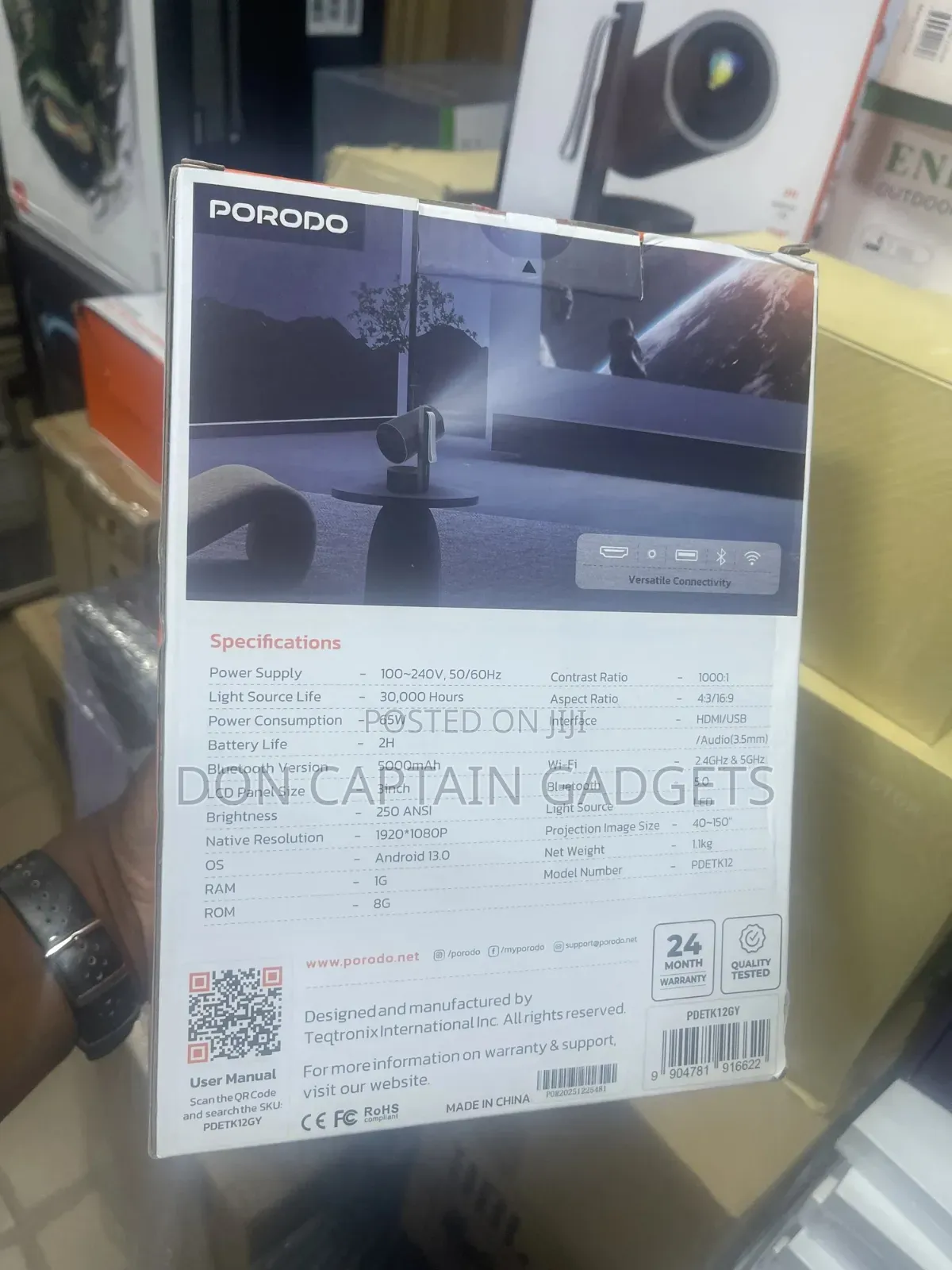 Porodo Premiere Full Hd Smart Projector Auto Focus And Keystone