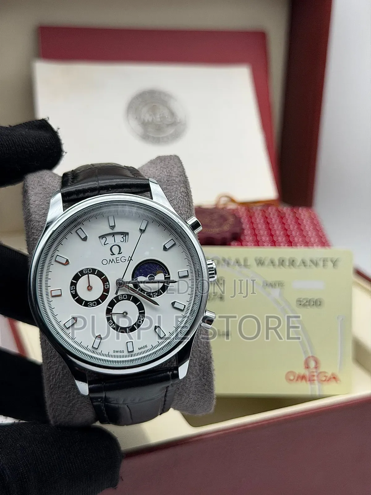 Omega Leather Functional Chronograph Wristwatches "For Men"