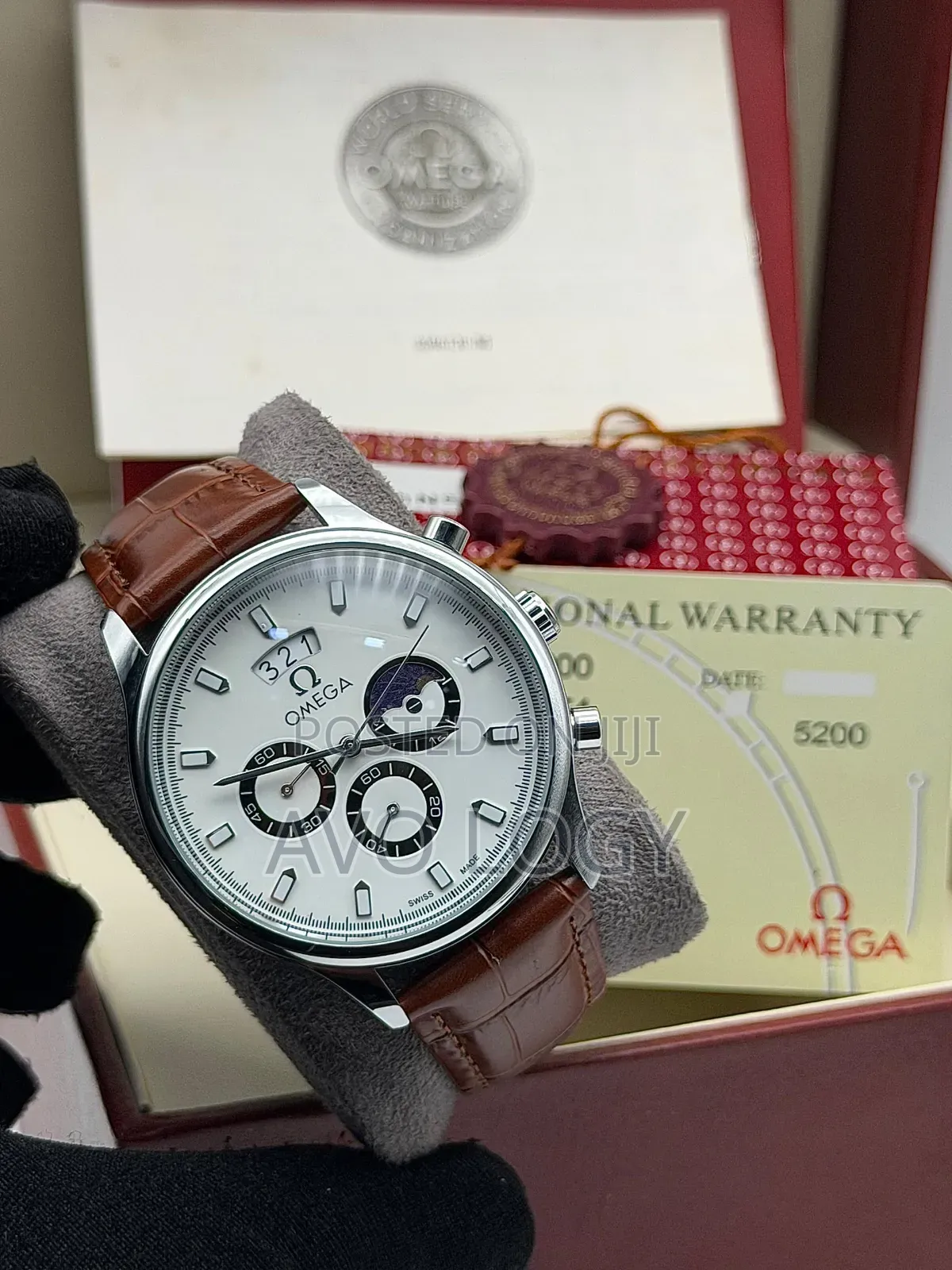 Omega Watch Leather Chronograph