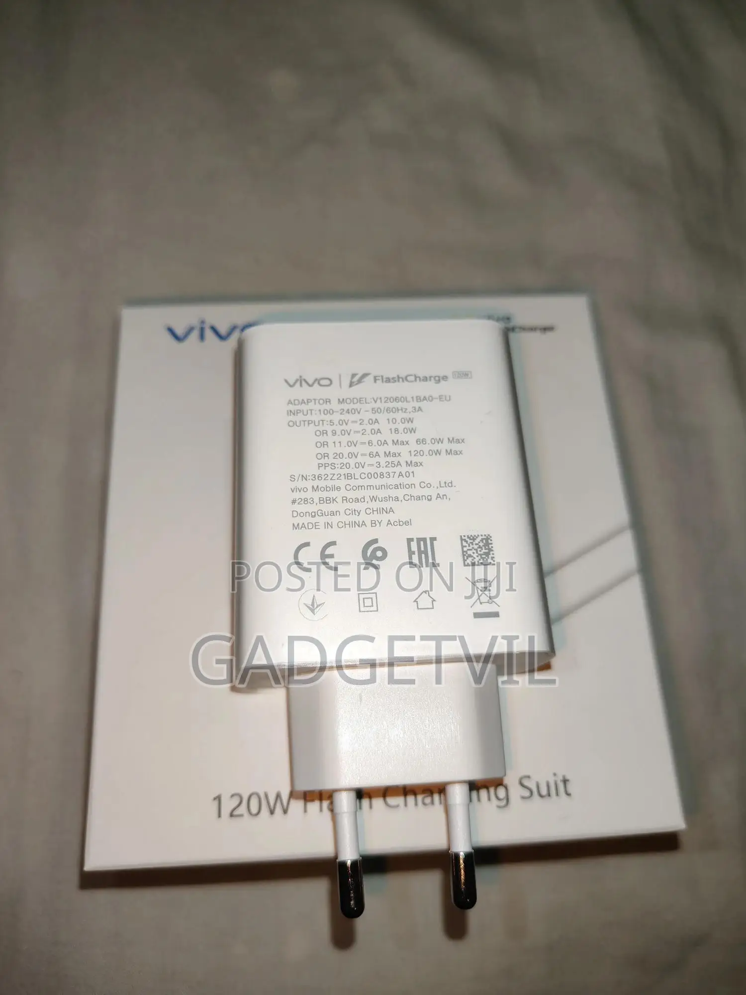 120w Eu Plug Genuine Super Flashcharge Charger for Vivo Smartphones