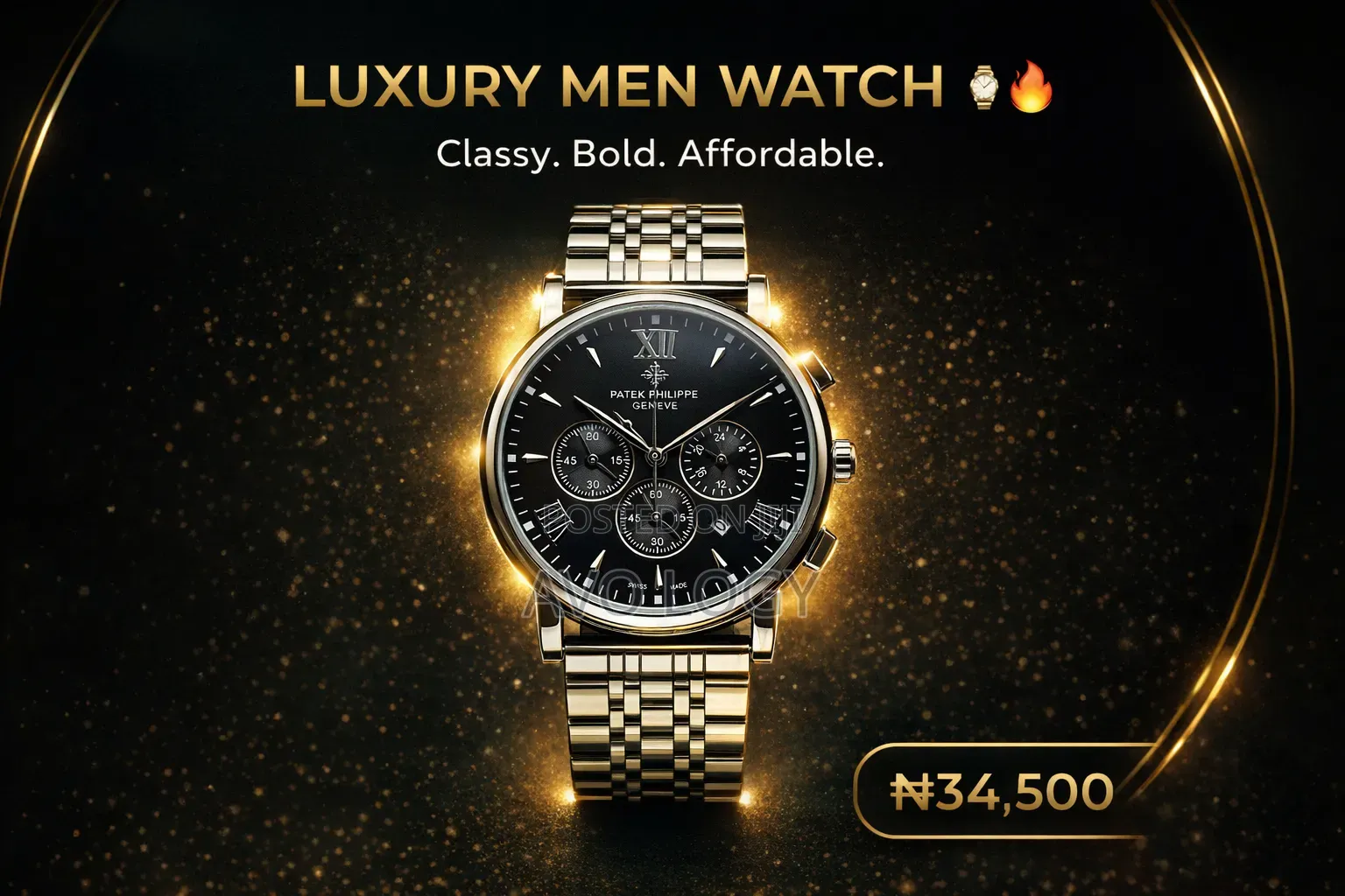 Luxury Men Wristwatch – Patek Philippe Style Chain Watch