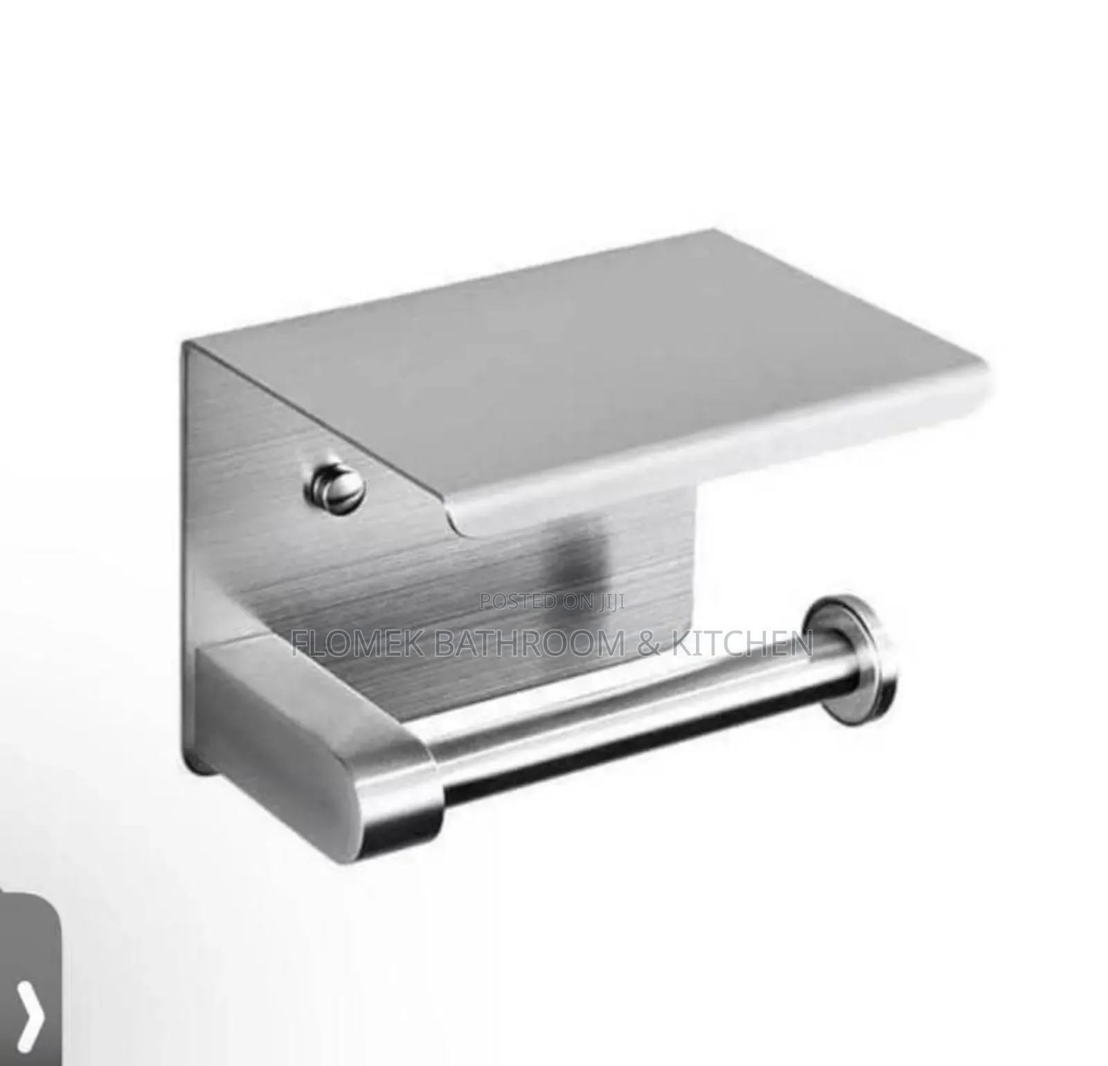 Luxury Silver Toilet Roll Holder With Phone Shelf | Wall Mounted.