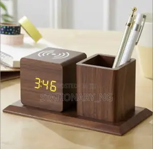 Desktop Pen Holder With Alarm Clock