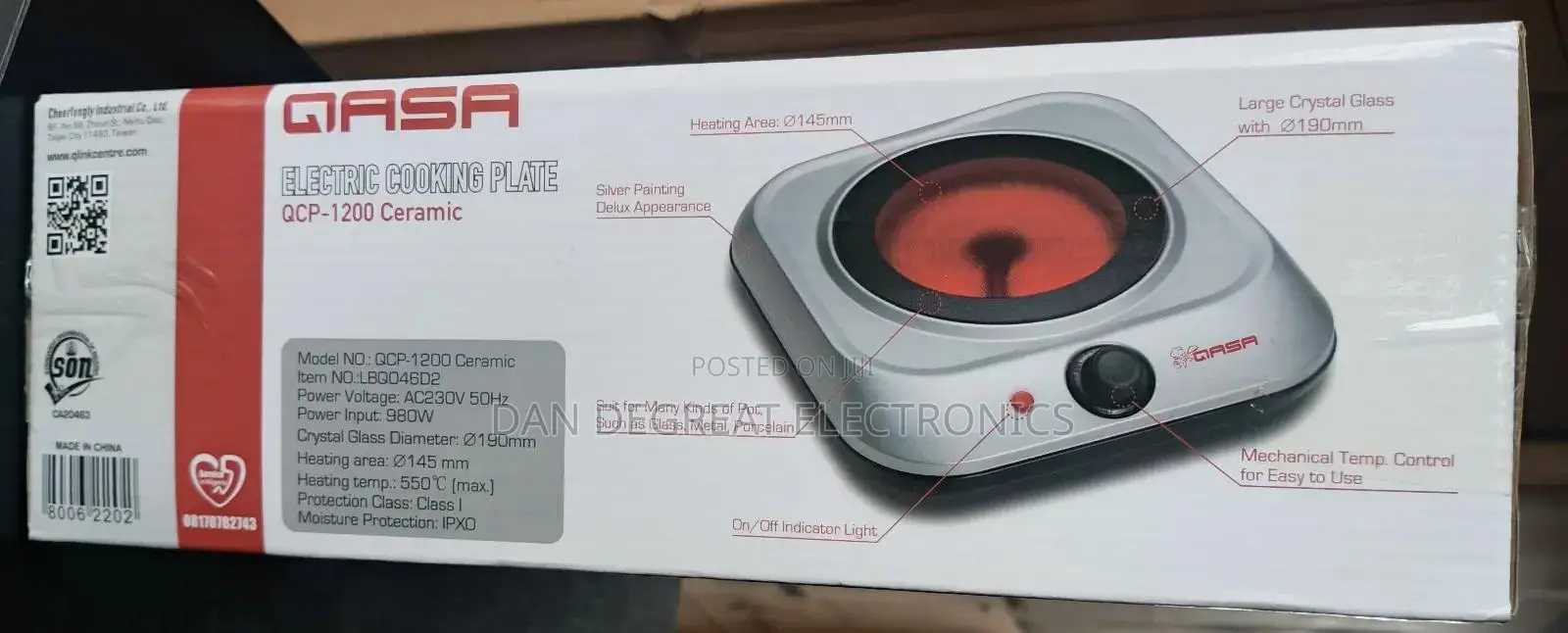 Qasa QCP-1200 Cer Single Burner Electric Cooker
