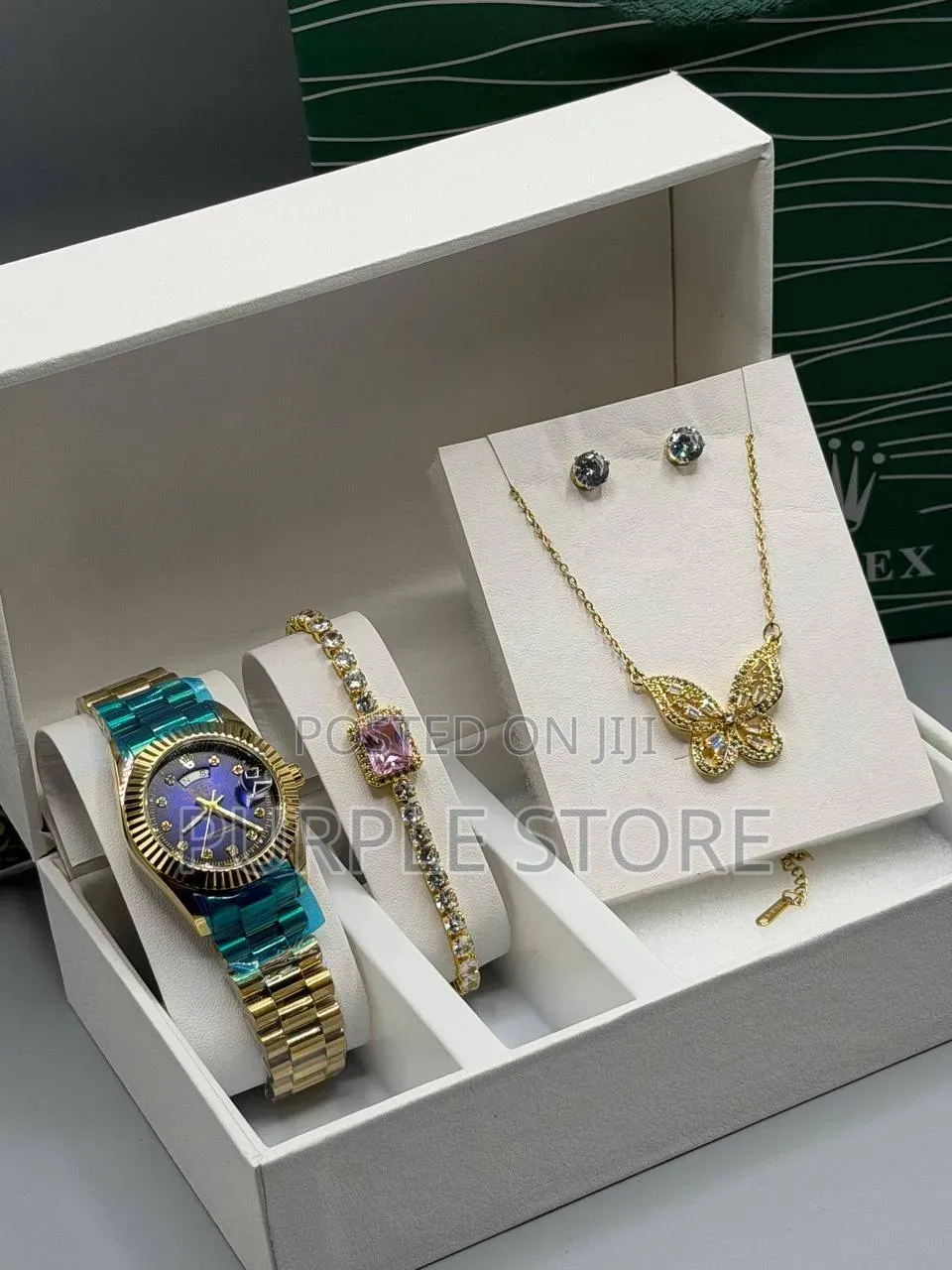 Rolex Ladies Watch, Bracelet, Necklace and Earrings Set in Gold 