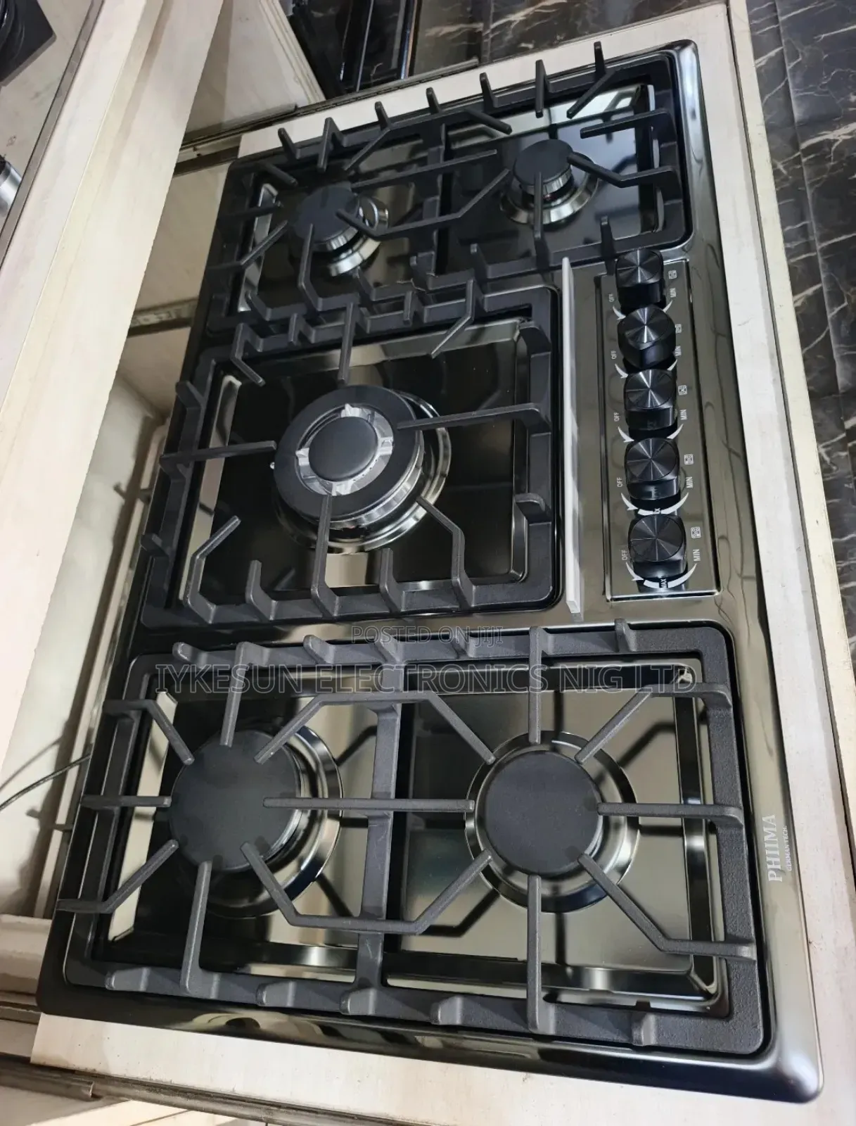 Original Phiima Built-in Black Stainless Steel 5 Burners Gas Cooker