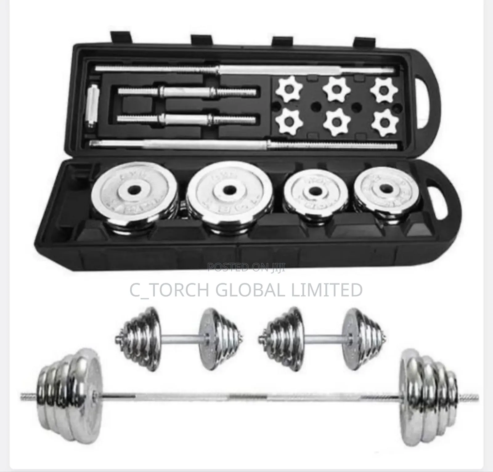 50kg Chrome Dumbbell and Barbell Set
