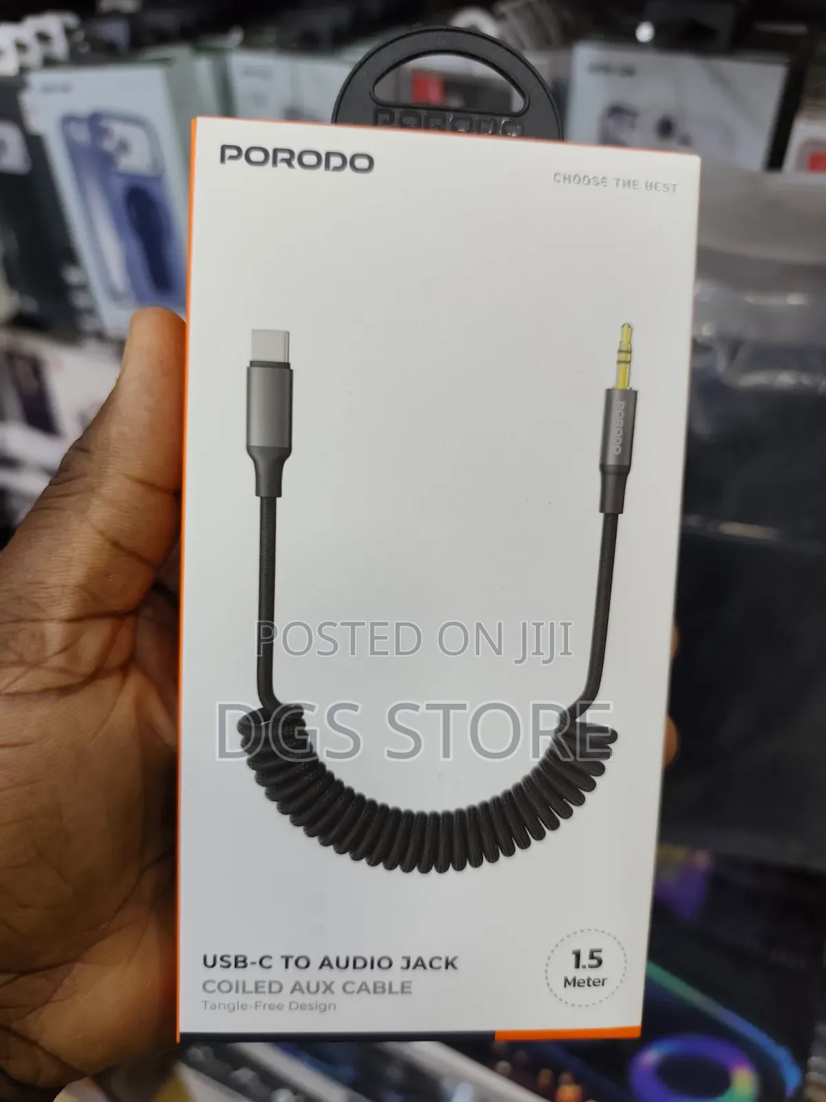 Porodo Usb C to Audio Jack Coiled Aux Cable 1.5meter