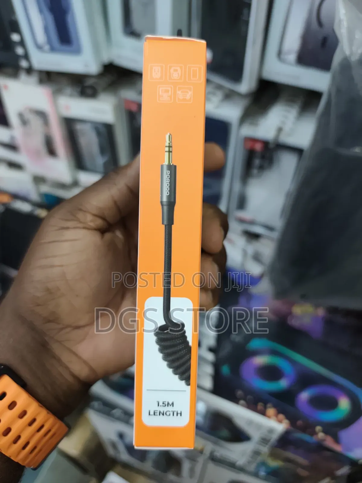 Porodo Usb C to Audio Jack Coiled Aux Cable 1.5meter
