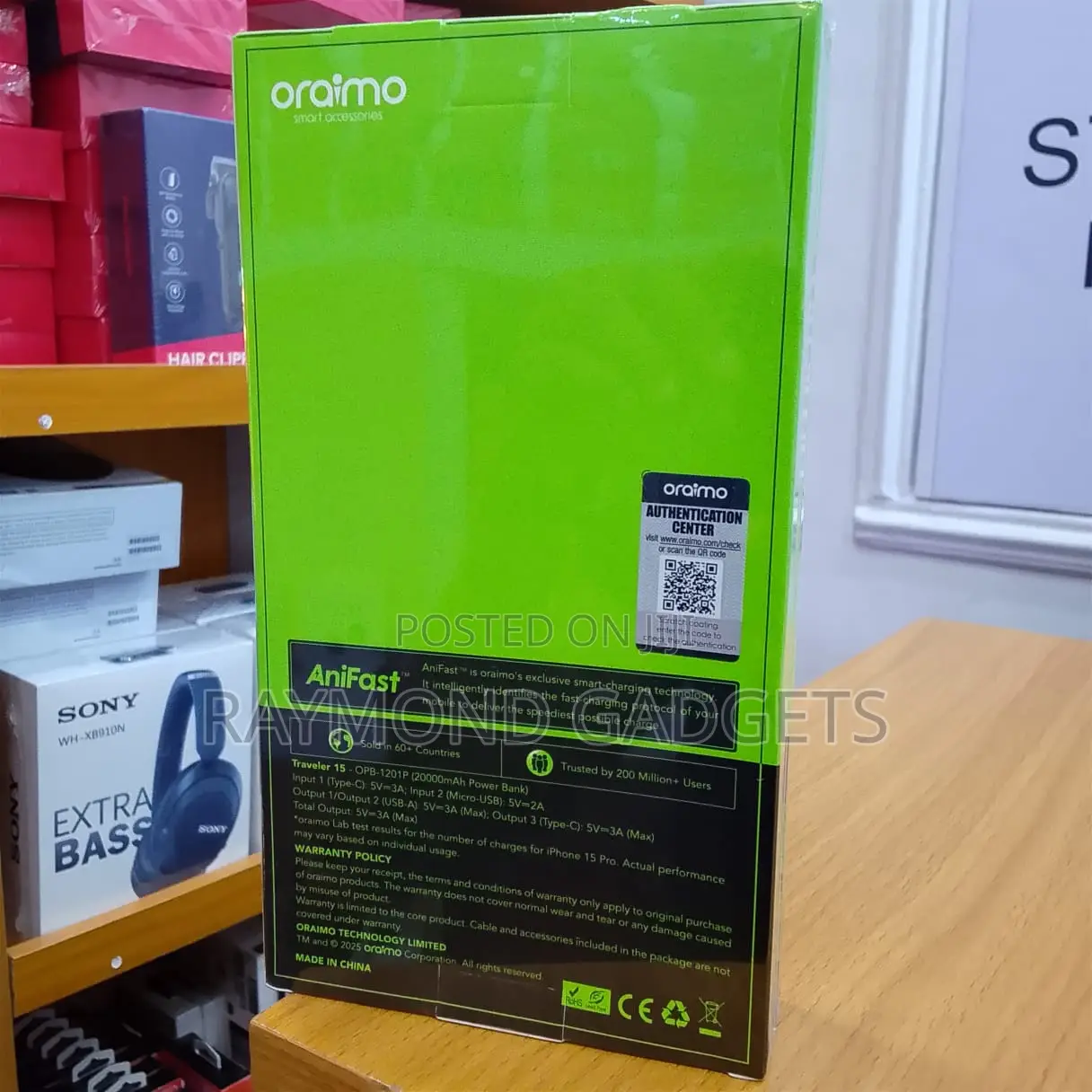 Oraimo Traveler 15 20000mah Power Bank Opb-1201p 15w Fast Charge