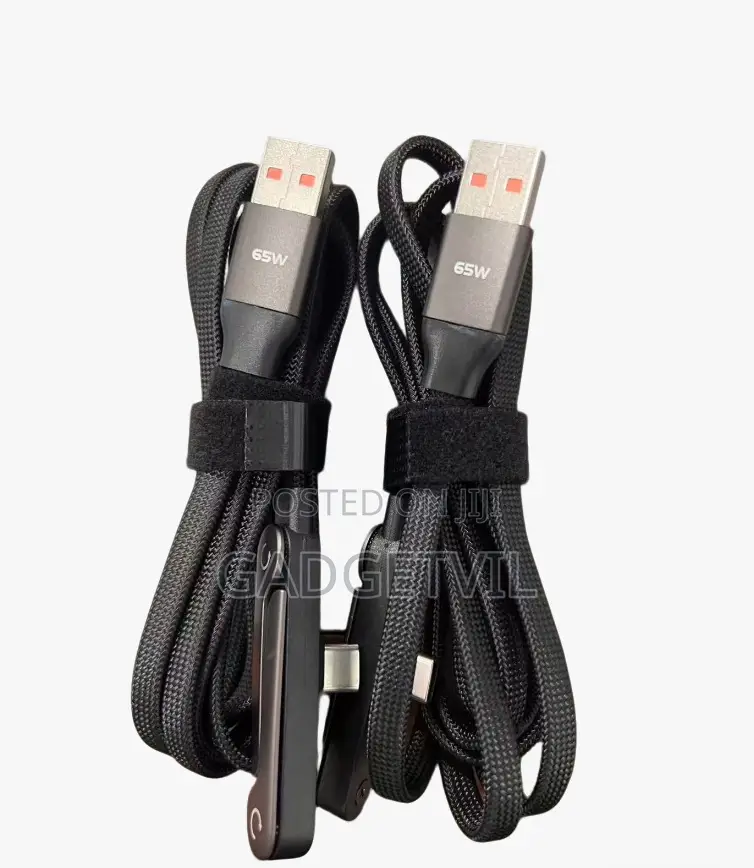 65w Folded Stand Braided Elbow Usb a to Type C Data Cable