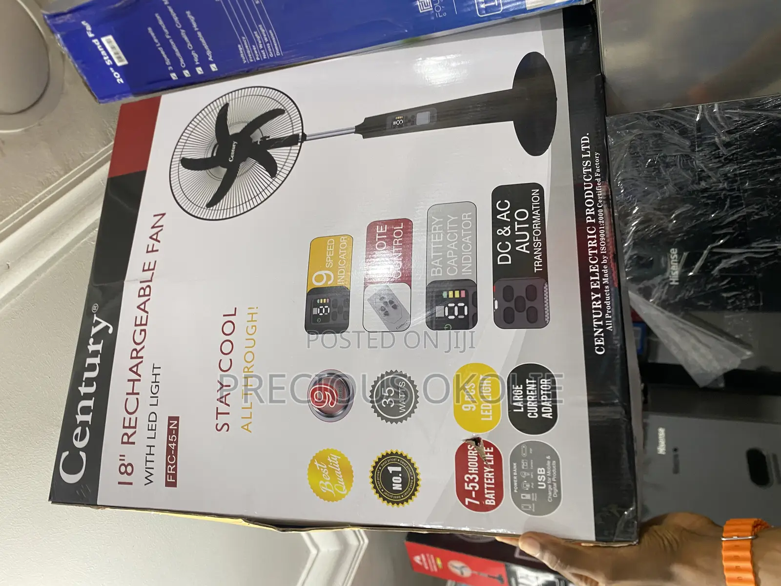 Century Rechargeable 18inch Standing Fan