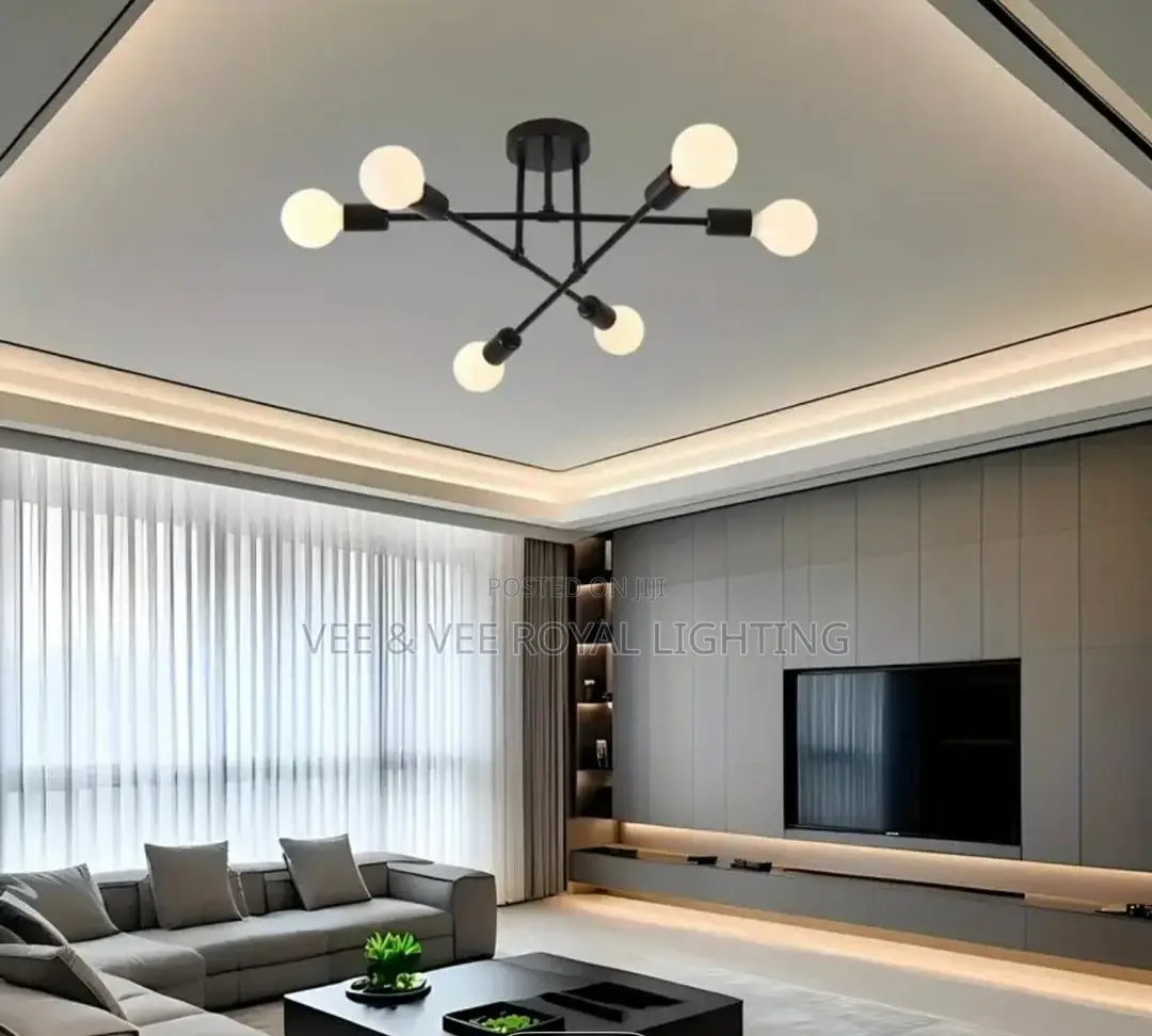 Premium 6 Light Chandelier–Stylish Ceiling Lamp for Living Room, Hotel