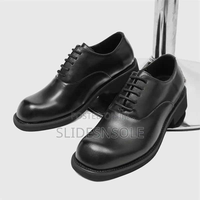 Square-toe British Platform Leather Shoes