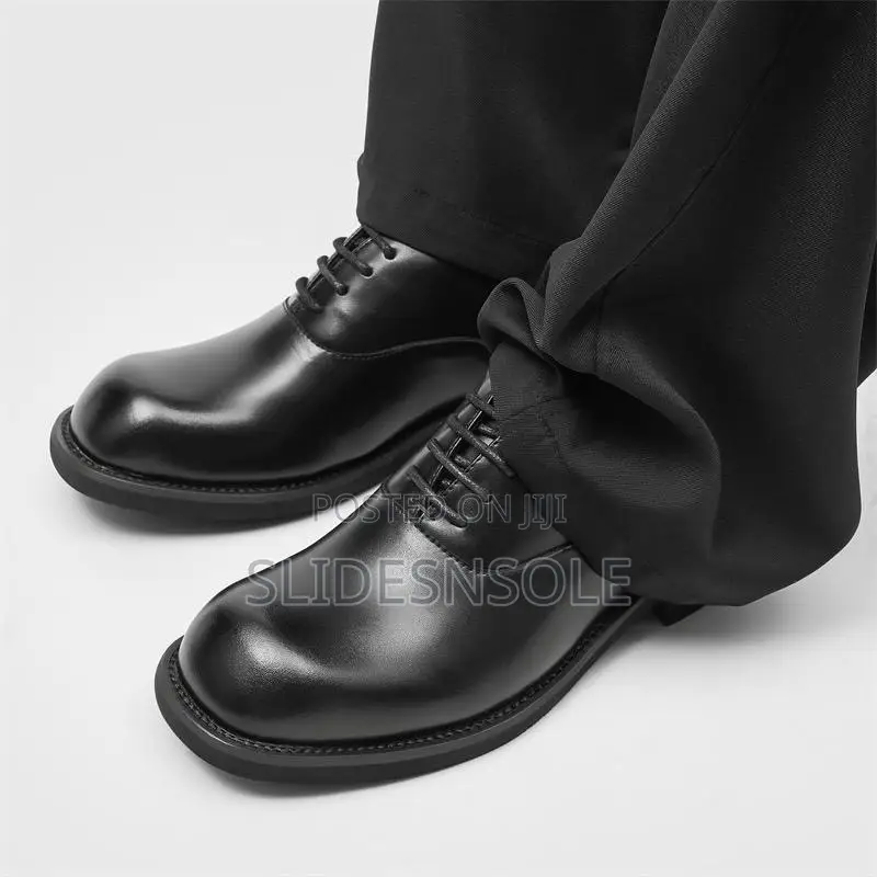 Square-toe British Platform Leather Shoes