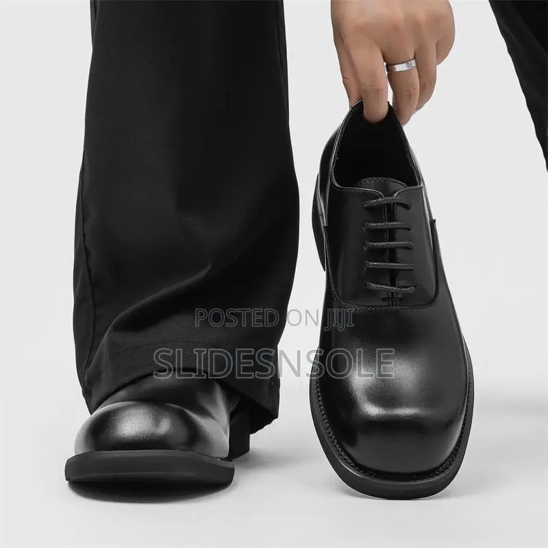 Square-toe British Platform Leather Shoes