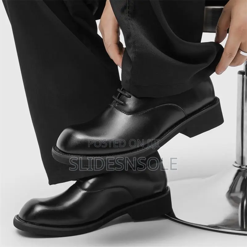 Square-toe British Platform Leather Shoes